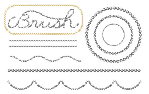 カスタマイズ可能な装飾チェーンのベクターパターンブラシ素材｜ボールチェーン(Customizable Decorative Chain Vector Pattern Brush &ndash; Ball Chain)