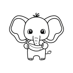 Fototapeta premium Elephant holding a yellow banana in doodle style