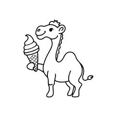Obraz premium Camel clutching a cone of ice cream