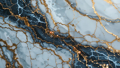 A stunning marble pattern featuring black, white, and gold veins, creating a luxurious and intricate design, in high-quality 4K and HD.