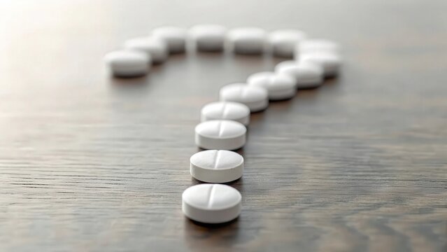 Pill shapes arranged into a question-answer pattern &mdash; clarity and uncertainty in drug use
