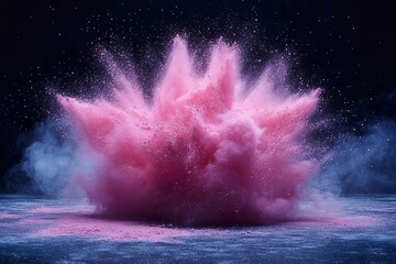 Colorful explosion of pink powder creates vibrant cloud in creative art display