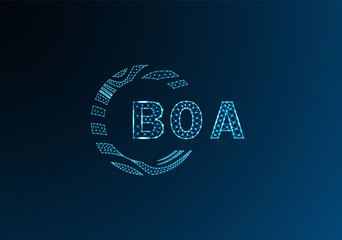 BOA low poly letter logo vector design. BOA lower poly logo design. BOA unique low poly logo design.
