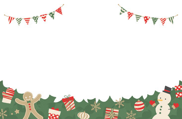 クリスマスのフレームベクターイラスト 上下段