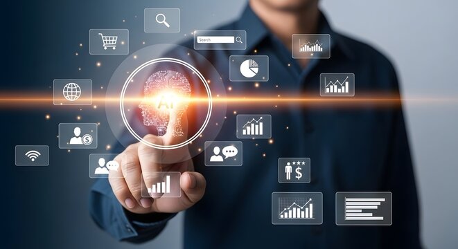 Understanding artificial intelligence ai machine learning and data science concept interface - Powered by Adobe