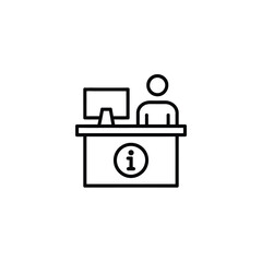 Information desk icon with person and computer
