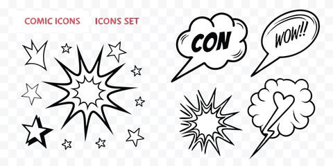 Set of Comic Speech Bubbles and Explosions Vector Art for Creative Projects and Graphic Design Work © design png