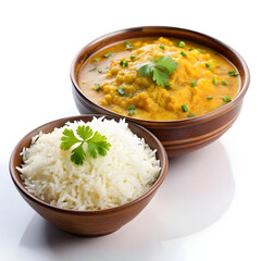 bowl of steaming basmati rice served