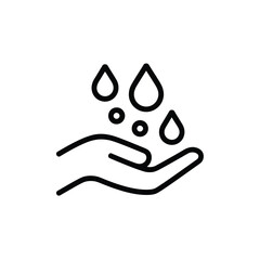 Hand washing icon with falling water droplets