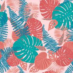 Seamless Pattern with Colorful Potted Houseplants &ndash; Tropical Indoor Plants Vector Background