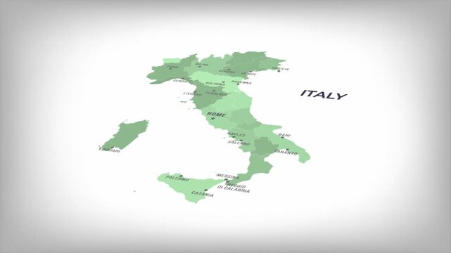 Animated Map of ITALY with states Borders and Major Cities Positions