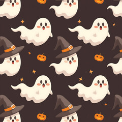 Sweet supernatural themed repeating pattern perfect for children friendly halloween products