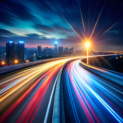 abstract dynamic road at night a visual represent