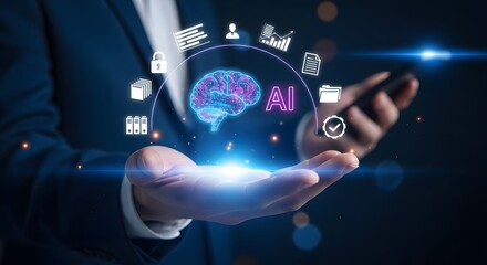 Artificial intelligence ai brain technology concept for business innovation and automation growth