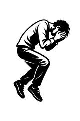 Fototapeta premium Vector Illustration of Depressed Man Hiding Face