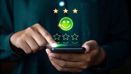 Customer satisfaction and positive feedback on a smartphone