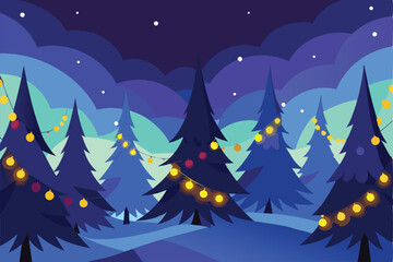 Fototapeta premium magical winter forest scenery featuring glowing c.eps