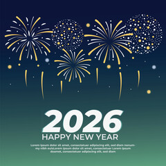Fototapeta premium happy new year banner with FireWorks New Year 2026
