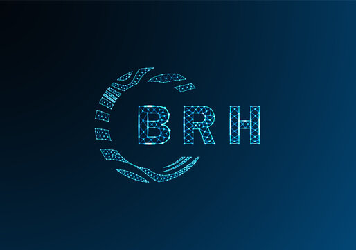 BRH low poly letter logo vector design. BRH lower poly logo design. BRH unique low poly logo design.