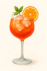 Classic Aperol Spritz Cocktail Illustration
