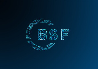 BSF low poly letter logo vector design. BSF lower poly logo design. BSF unique low poly logo design.