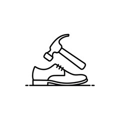 Shoe repair icon with hammer and oxford shoe
