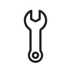 Wrench line art silhouette vector icon, symbol on white background