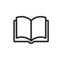 Open book line art silhouette vector icon, symbol on white background