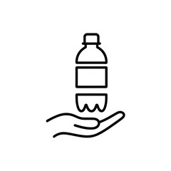 Hand holding a plastic bottle icon