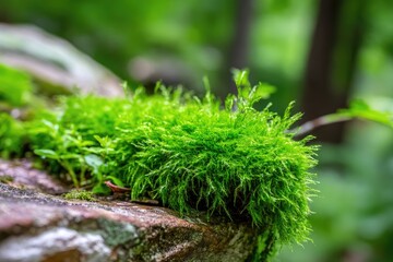 Close-up of vibrant green moss on rock (1)