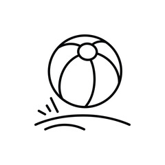 Simple line art of a beach ball on the sand