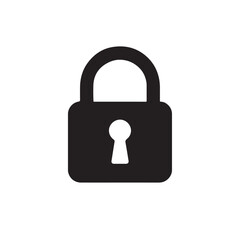 Padlock icon, silhouette vector, symbol on white background