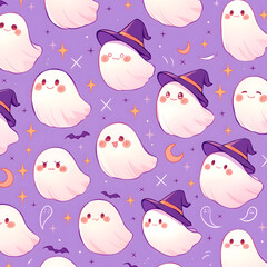 Fototapeta premium Delightful phantom celebration showcasing cute Halloween traditions