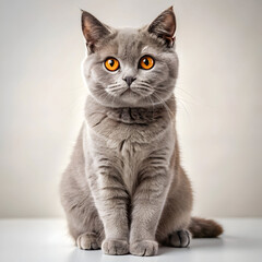 adorable gray British shorthair cat sitting calmly
