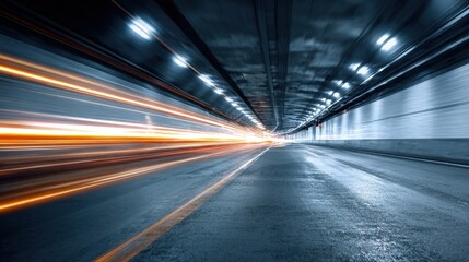The illuminated tunnel showcasing dynamic motion and urban transportation energy.