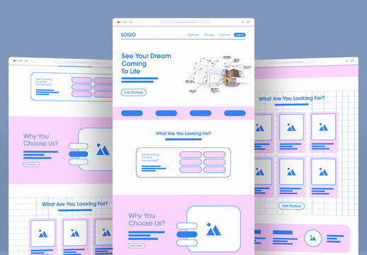 Bright And Modern Website Wireframe UI Design For Tech And Saas Business