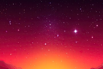 Vibrant, starry night sky over reddish landscape