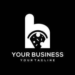 This logo combines the letter h and pizza, suitable for use in the food business.