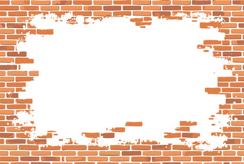 Brick wall frame, grunge border, vintage construction background, urban texture design, masonry edge illustration