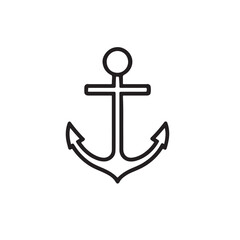 Outline of a boat anchor, silhouette vector icon, symbol on white background