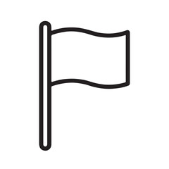 Black outline icon of a waving flag on a flagpole, silhouette vector, symbol on white background