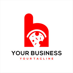 This logo combines the letter h and pizza, suitable for use in the food business.
