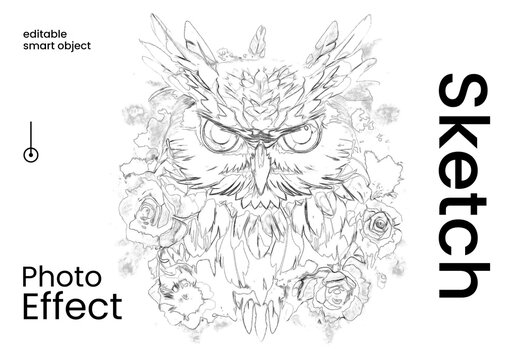 Sketch Photo Effect Mockup Template