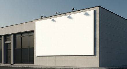 Blank white billboard on a building
