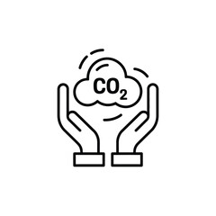 Hands holding co2 cloud symbol for environmental protection