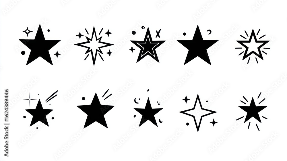 Poster sparkling stars illustration: a collection of sparkling star illustrations in different designs and 