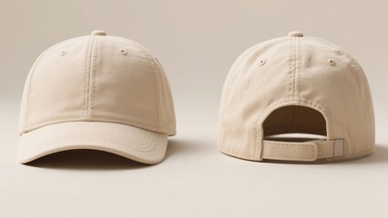 beige baseball cap on clean background