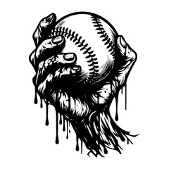 Zombie hand holding baseball vector design  