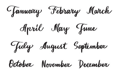 12개월 달력 영문 캘리그라피