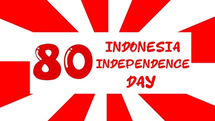 Independence Day of the Republic of Indonesia, August 17, 1945, Long Live Indonesia. Banner, poster, sticker, 80 years, red and white, illustration, flat design.